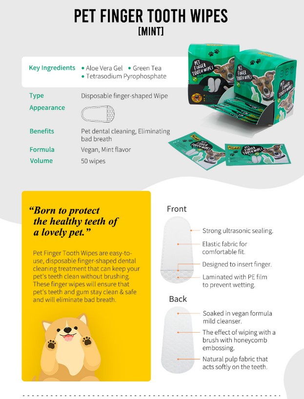 Pet Finger Tooth Wipes "Mint"